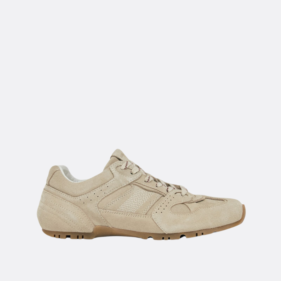 Suede Cream Leather Sneakers